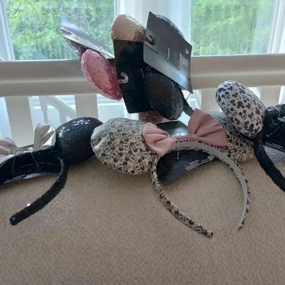 Black silver mini Mickey Mouse girls collector headbands sequins Disney princess